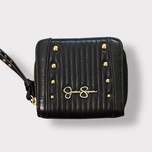 Jessica Simpson Quilted Black Wallet with Gold Studs